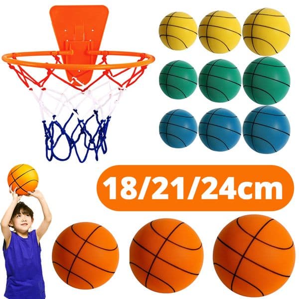 24cm Silent Basketball Squeezable Indoor Training Low Noise Ball for Various Indoor Activities Bouncing Basketball Easy to Grip