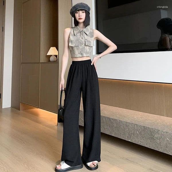 Women's Pants Y2k Wide Trousers High Waist Thin Casual Straight-leg Breathable Anti-mosquito
