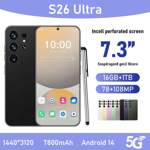 i15 i16 5G S26 Ultra Brand New Android 7.3 Inch 16+1T Mobile Phone Price