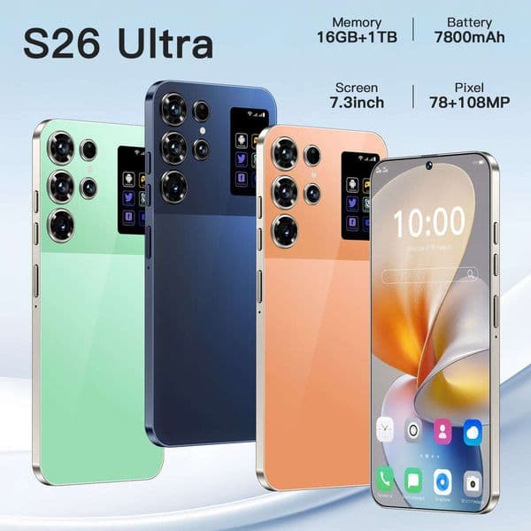 i15 i16 5G Phone S26 Ultra True 4G Octa-Core 16+1TB Middle Punch Hole 7.3inch