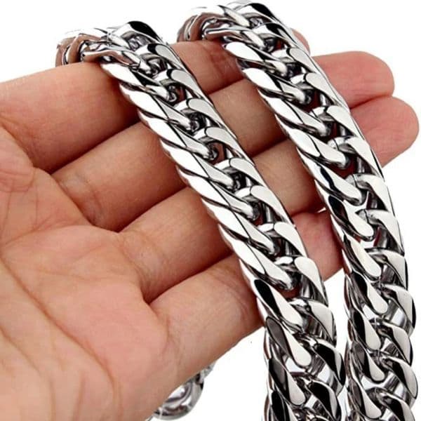 HNSP Stainless Steel Cuban Chain Necklace Bracelet For Men Neck Silver Color 8MM-14MM Thick Long Hand Chains Male Gift 250708
