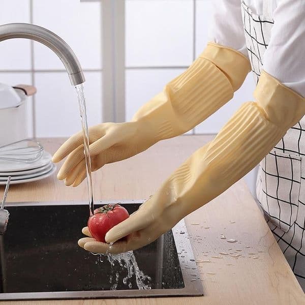 Household Cleaning Dishwashing Gloves Long Reusable Rubber Gloves for Kitchen Housework Dishes Cars Gardening Waterproof Gloves