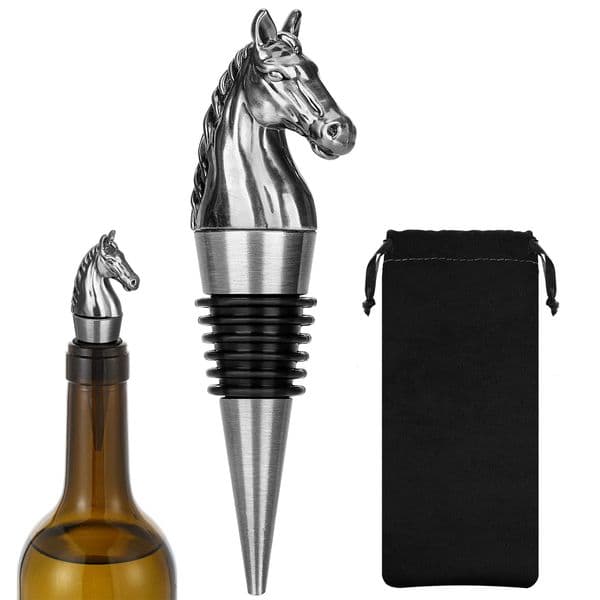 LKKCHER Mens Animals Horse Head Wine Stopper Champagne Silicone Cork Bronze Bottle Stoppers Accessories Year Presents 250710