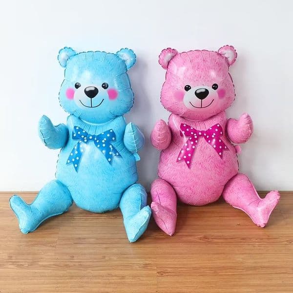 3D Standing Bear Foil Balloon Assembling Boy Girl Pink Blue Baby Shower Birthday Party Decoration Kids Toy Gifts Globos Supplies