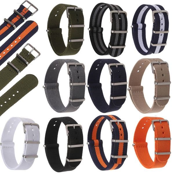 18 20 22 mm Durable Women Man Adjustable Watch Strap Loop Watchband Replacement Nylon Weaving Bracelet