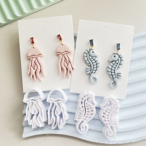 Jellyfish Mirror Unique High Precision Clay Molds For DIY Making Earrings Jewelry Ornaments Cutting Molds Ocean Style