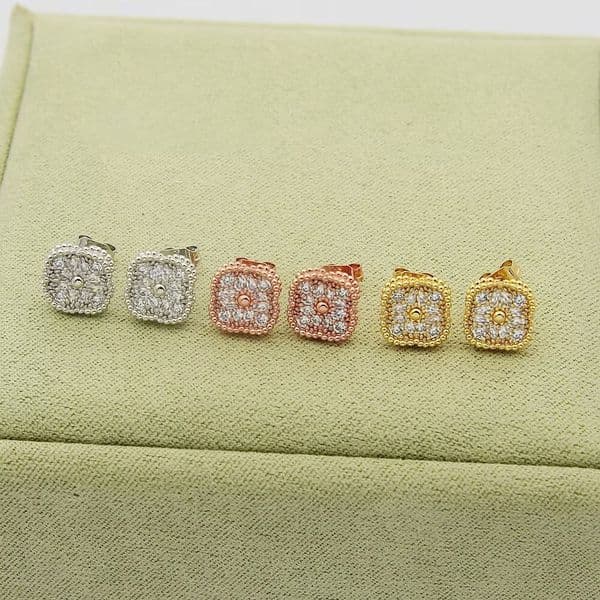 designer mini earrings clover earrings gold silver rose gold diamond earring for women clover jewelrys luxury ear ring christmas birthday gift