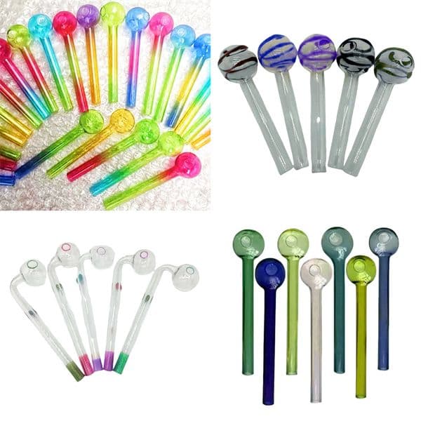 Colored glass oil burner bubble tube Pryex water pipe 10cm 12cm 14cm 18cm 4-5.5 inches daily essential
