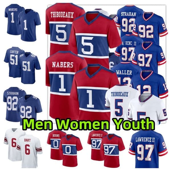 Jaxon Dart 1 Malik Naber Abdul Carter Brian Burn Kayvon Thibodeaux Football Jerey Dexter Lawrence II Taylor Michael Strahan Cam Skattebo Jamei Winton