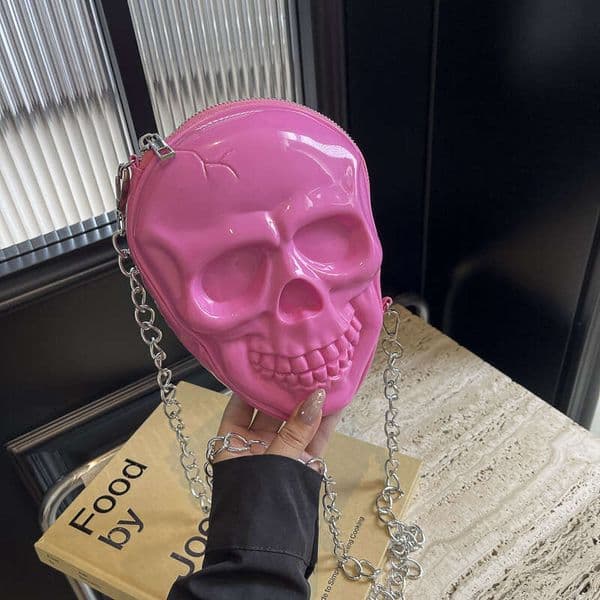 New Funny Three-Dimensional Women's Halloween Personality Skull fashion PU Chain Shoulder Crossbody Bag