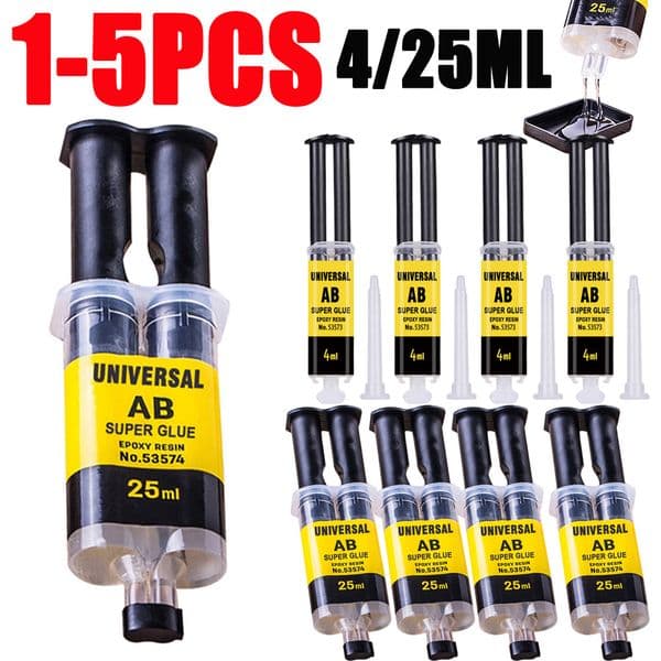 1-5PCS Long-lasting Reliable Epoxy Resin Strong Glue Repair Adhesive Super Liquid Glue AB Glue 4/25ML Waterproof for Glass Metal