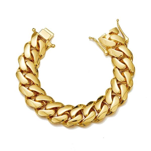 10-22mm Punk Rock Stainless Steel Rhombus Cuban MIami Link Chain Bracelets for Men Hip Hop Rock Jewelry Gold Silver Color 250708