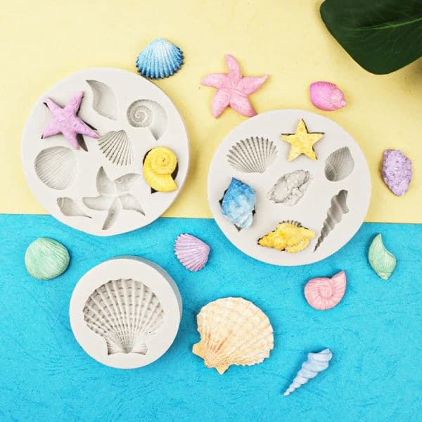 1PC 3D Ocean Themed Silicone Fondant DIY Cake Decorating Seashell Starfish Coral Cupcake Baking Mold Chocolate Baking Tool Set