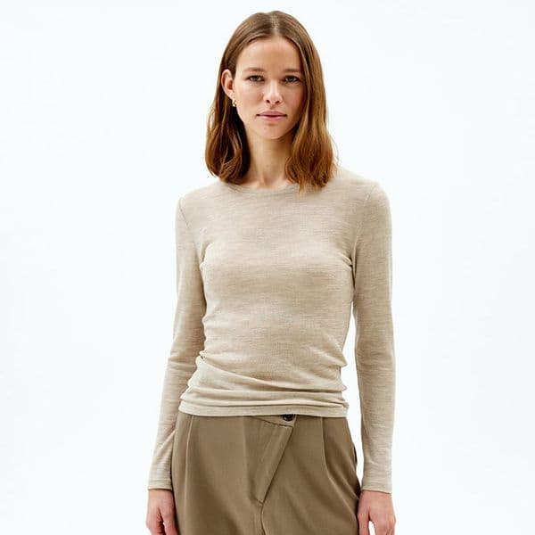 Womens Merino Wool Base Layer Top 55% Merino Wool Shirts Thin 170G Women Merino Long Sleeve Shirt Anti-Odor Breathable Euro Size