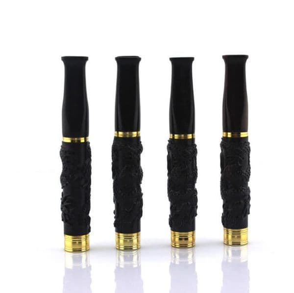 Detachable filtration of new ebony, boxwood, carved copper head, pull rod, cigarette holder, fittings