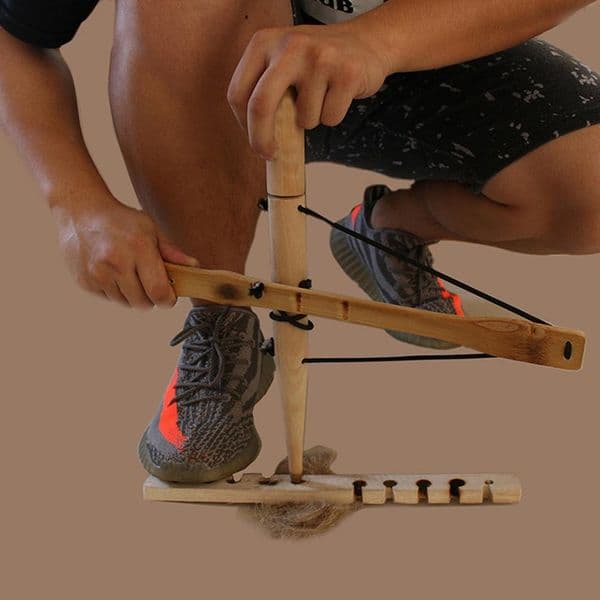 Primitive Fire Bow Drill Kit Bow Drill Fire Starter Kit Wood Drilling Fire Making Tool for Fishing Picnic Hunting