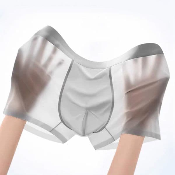 20D ultra-thin transparent ice silk men's underwear 3A antibacterial breathable crotch quick-drying nude seamless boxer shorts