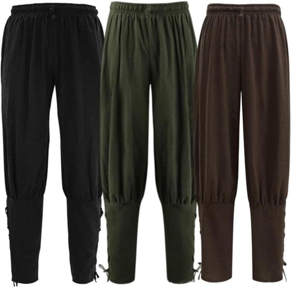Mens Womens Ankle Banded Pants Medieval Viking Pirate Cosplay Pants Renaissance Trousers for Adult