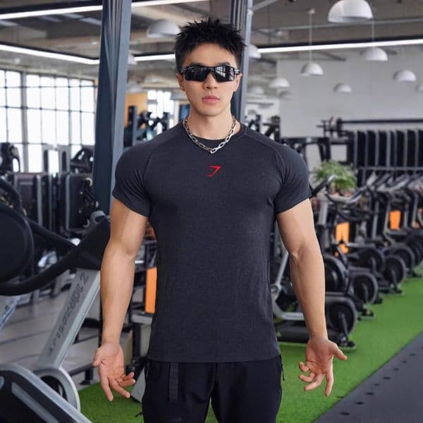 2025--Men Gym Sports Slim Fitness Short Sleeves Casual Breathable Tights Top Suitable for Fitness Youth Short Sleeves SY-TX-5
