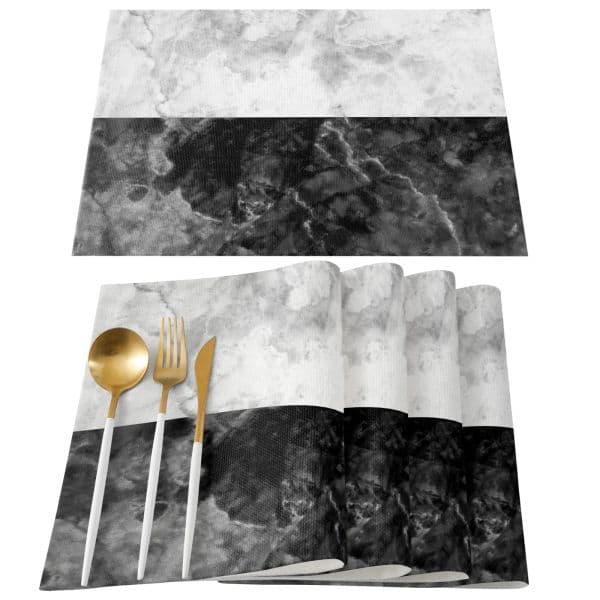 Table Mats White Black Marble Natural Printed Table Napkin Kitchen Accessories Home Party Decorative Placemats