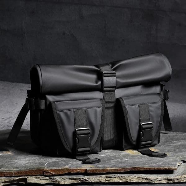 Men Roll - top Messenger Bag Large Capacity Waterproof Stylish Outdoor Daily Bag R250711