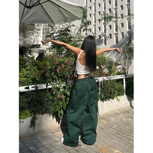 MEXZT Y2K Black Cargo Pants Women Streetwear Lace Up Baggy Sweatpants Harajuku Oversize Wide Leg Joggers Gyaru Track Trousers 250708