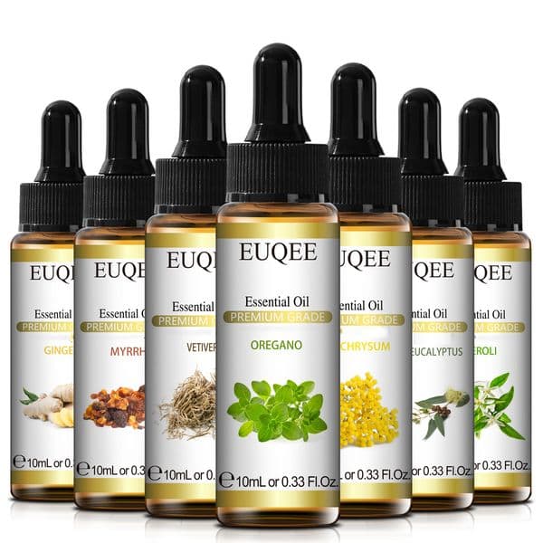 EUQEE 10ml Oregano Vetiver Essential Oil For Humidifier Candle Making Myrrh Ginger Helichrysum Lemon Rose Eucalyptus Aroma Oils