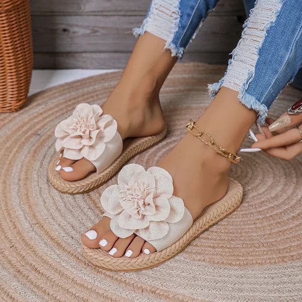 flat bottomed womens slippers beach shoes home casual sandals ultra lightweight slippers pink flower shoes 250710