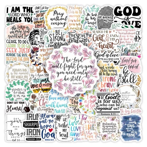 Inspirational Bible Verses Scripture Gospel Scrapbook Stickers DIY Gift Waterproof Decal for Laptop Phone Luggage Decorative