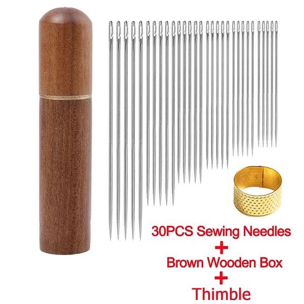 30 Pcs Side Hole Blind Sewing Needles Stainless Steel Elderly Self Threading Needles Household DIY Threading Needle Barrel