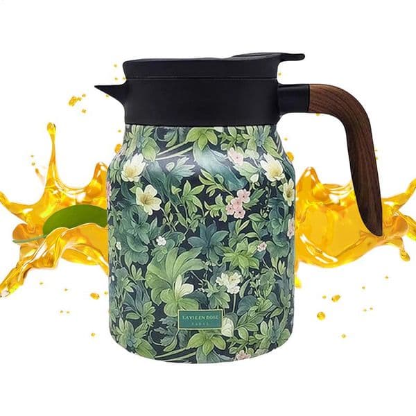Tea Pot with Infuser Floral Stainless Steel Tea Kettle 1000ml Drip-Proof Tea Pot Kitchen Tea Kettle with Tea Infuser for Home