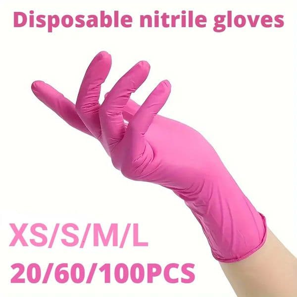 XS/S/M/L Pink Nitrile Gloves Disposable Household Gloves Elastic Latex Free Waterproof Durable Multifunctional Cleaning Tool 250707
