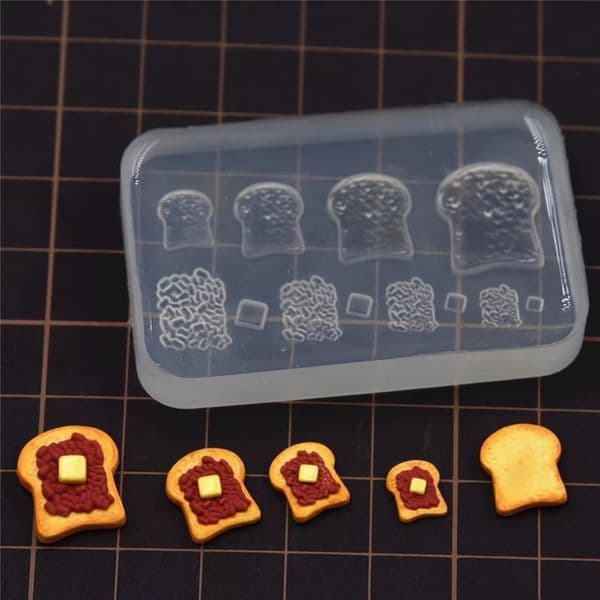 Mini Red Bean Toast Bread Silicone Molds DIY Handmade Toys Craft Polymer Resin Clay Making Tool