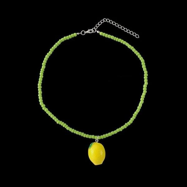 Bohemian Fruit Tomato Lemon Pendant Colorful Beaded Necklace For Women Girls Y2K Aesthetic Goth Jewelry Cute EMO Accessories NEW