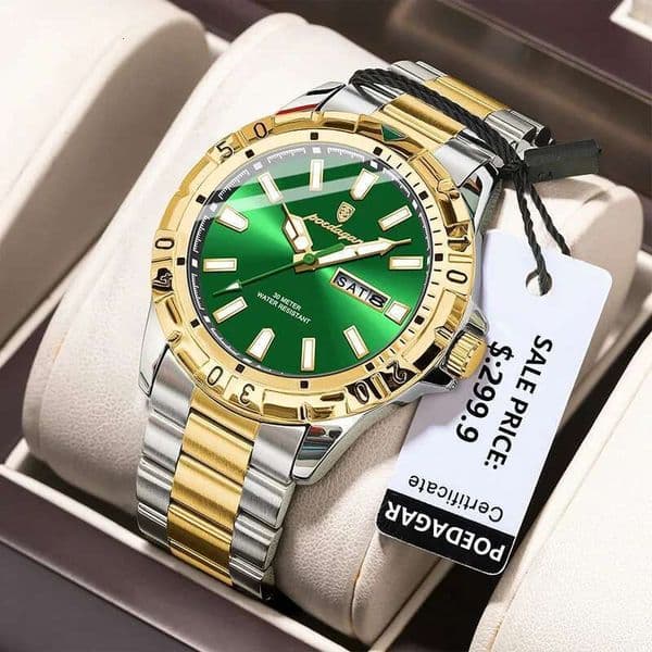 Cool Gold Men Style Stainless Steel Waterproof Military Watch Male Brand Luminous Calendar Week Clock Quartz Sports