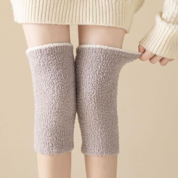 Women Fur Warm Knee Pads Winter Coral Fleece Thick Soft Leg Arthritis Kneepad Knee Warmer Running Knee Protector Long Socks
