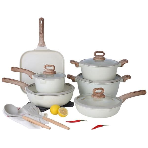 DONNOR Ceramic Cookware Sets Pots and Pans Set Nonstick 16 pcs Induction Cookware Kitchen Cooking Set with Frying Pans Set Y260522