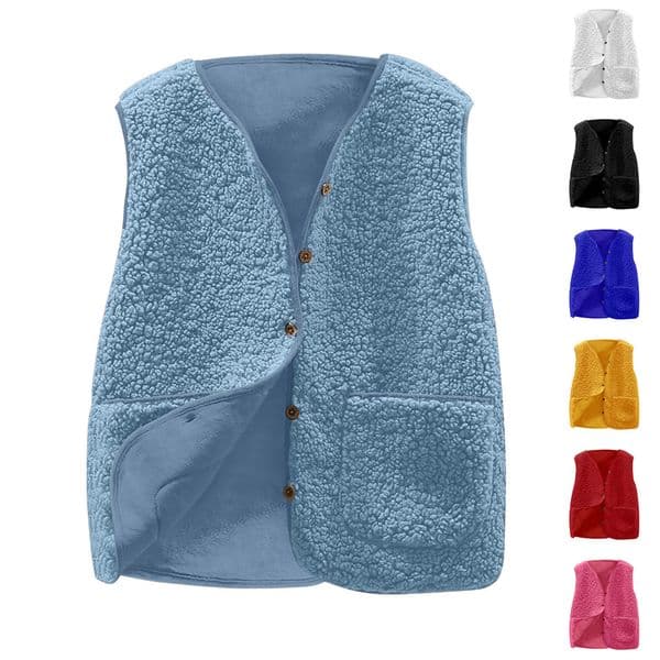 Ladies Faux Lamb Fur Vest Women's Winter Short Korean Version Loose All-match Plush Waistcoat Sleeveless Jacket Sweet Tank Tops
