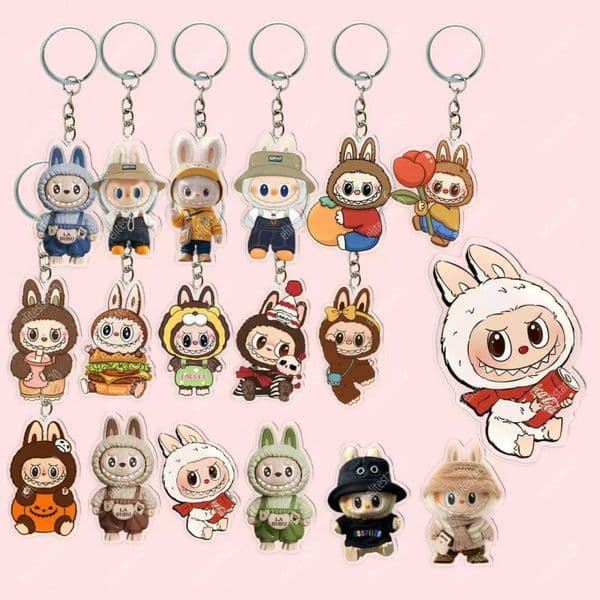 STOCK Labubu Cute Canvas Shaped Keychain, Backpack Pendant, Daily Hanging Accessory Hj0711 Free Shipping