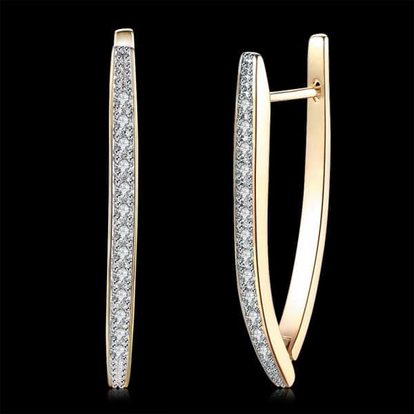 925 Sterling silver 18K gold Wedding Shiny crystal diamond earrings for Women Luxury Fashion Party Accessories Jewelry