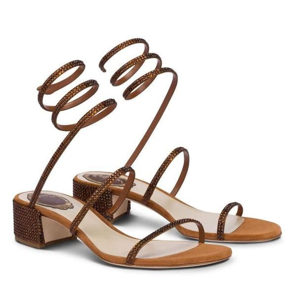 Elegant Roman Sandals Shoes For Women Low-heeled Femininity Glitter Sole Pumps Classic Caovilla Wrap Crystal Bridal Party Wedding High Heels