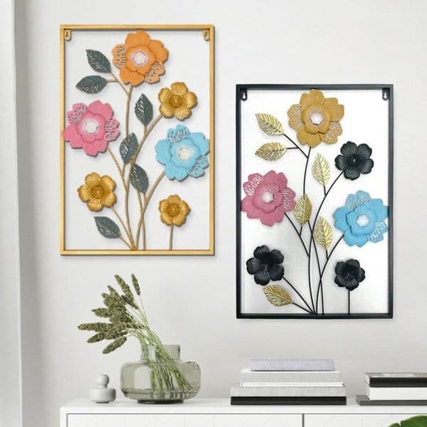Simple Frame Wall Pendant Decor Golden Metal Metal Leaf Wall Hanging Mural Art Print Iron Home Decoration Home Office Bedroom