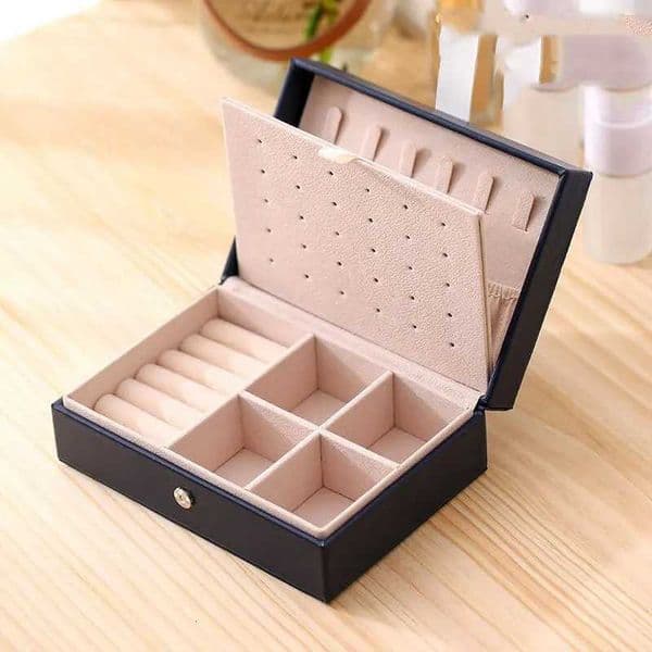 1pcs Double Layer Storage Box Ladies Princess Simple Style Leather Flip Type Jewelry Box Travel Home Portable Jewelry Box Z250712