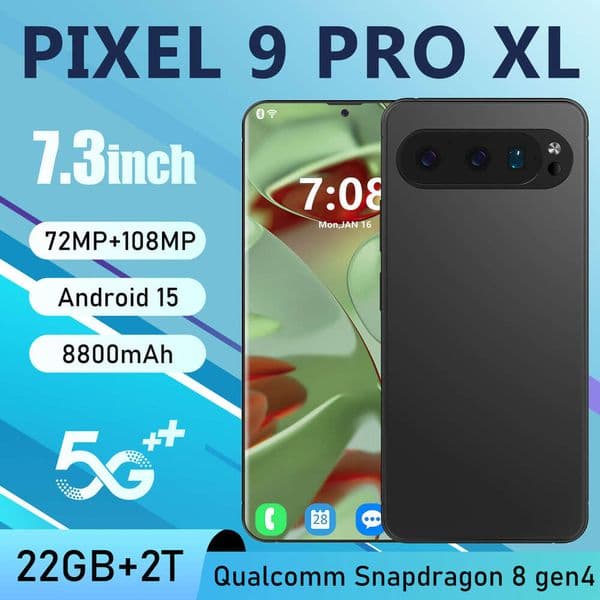 I15 I16 5G Pixel 9 Pro XL Android Smartphone 6.8inch HD Screen 2GB+16GB