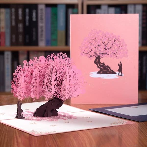 Happy Birthday Pop Up Card Sakura Sunflower Envelope Elegant 3D Greeting Cards Creative Ideal Gift for Family Mom Mother Sister