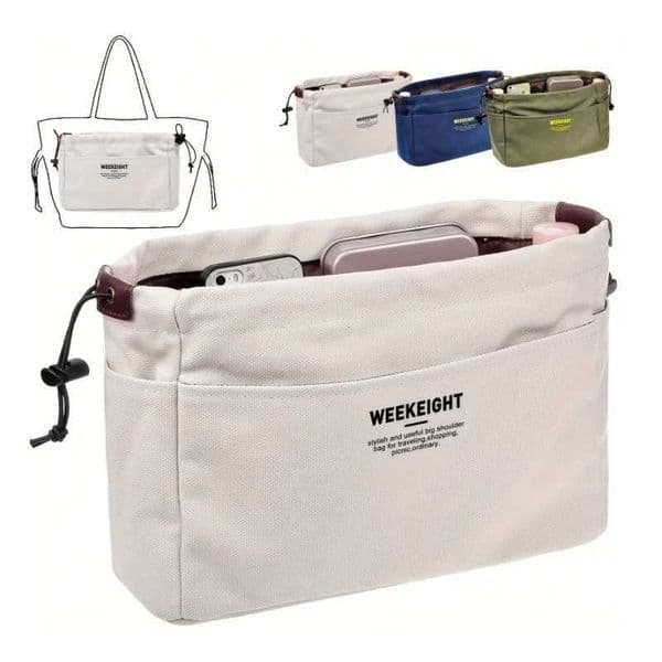 Drawstring Canvas Storage Bags Multi-Pockets Liner Bag Lightweight Portable Soft Pouch Organizer Insert Bag Inner Bag Z250712