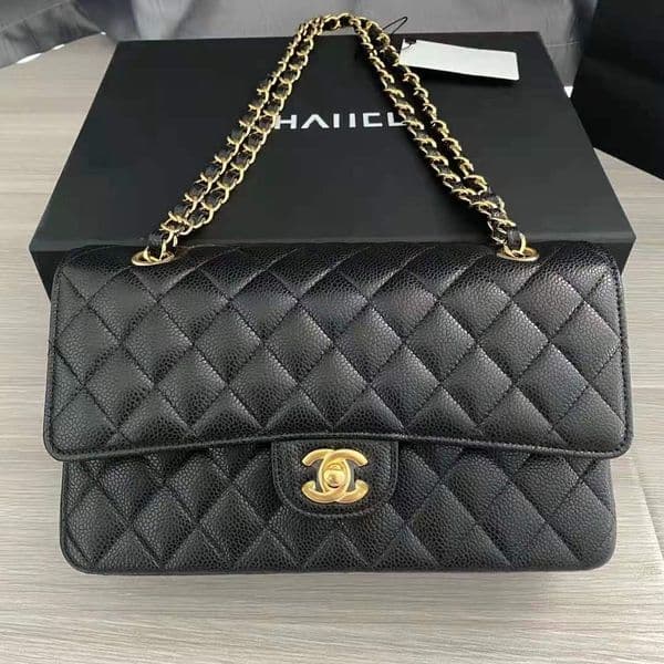 Designer bag Luxury Shoulder Bag Classics Caviar High Quality Plaid Buckle Flap Handbag Silver Gold Chain Leather Metal Letter Gold Silver Color Women's purse 10A