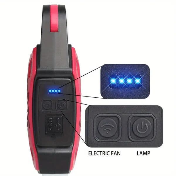 2-in-1 Portable LED Camping Fan Lamp, USB Rechargeable, Outdoor Handle Light for Office, Party, Fishing