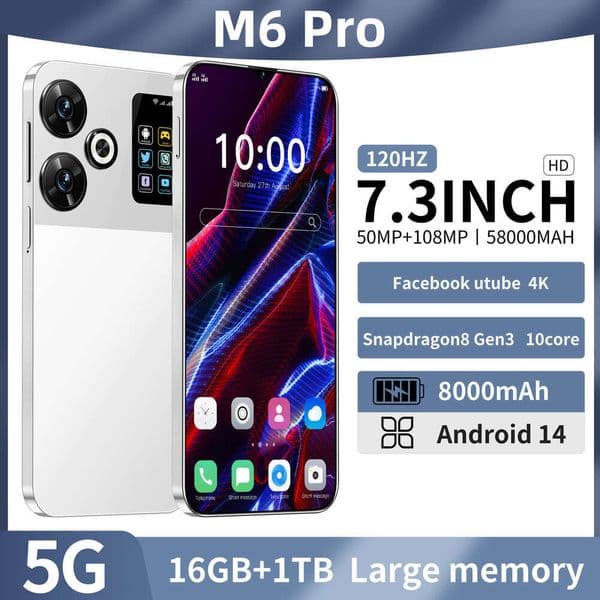 I15 I16 5G Mobile Phone M6 Pro Large Screen 16+1T Android Hot-Selling New Smartphone thumbnail 2