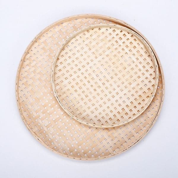 New Handmade Weaving Bamboo Sieve Raft 6 Sizes Easy To Clean Round Dustpan DIY Decorative Fruit Bread Basket Home Decor